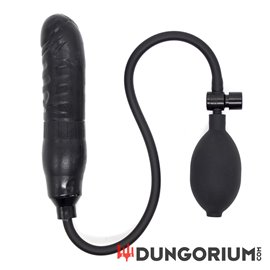 Inflated Anal Dildo Ribbed Black 