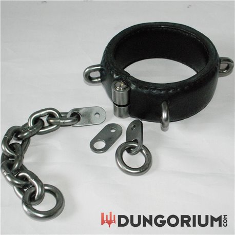 Halseisen mit Zylinderschloss, Kette und Lederummantelung 2,5 kg