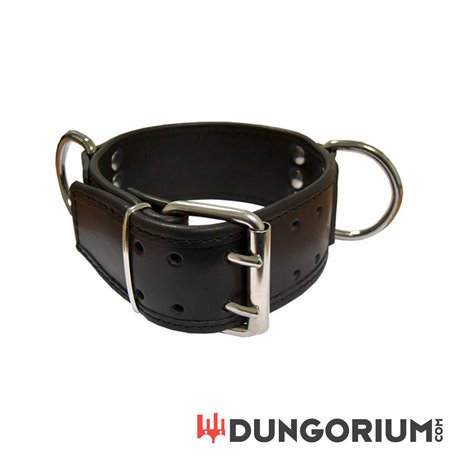 Mister B Leather Slave Collar D-Rings Broad-8718788012369