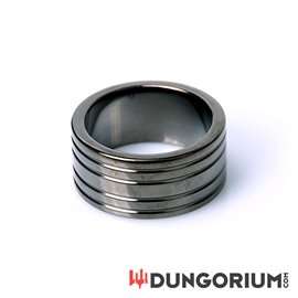 Black Steel Cockring Ribbed