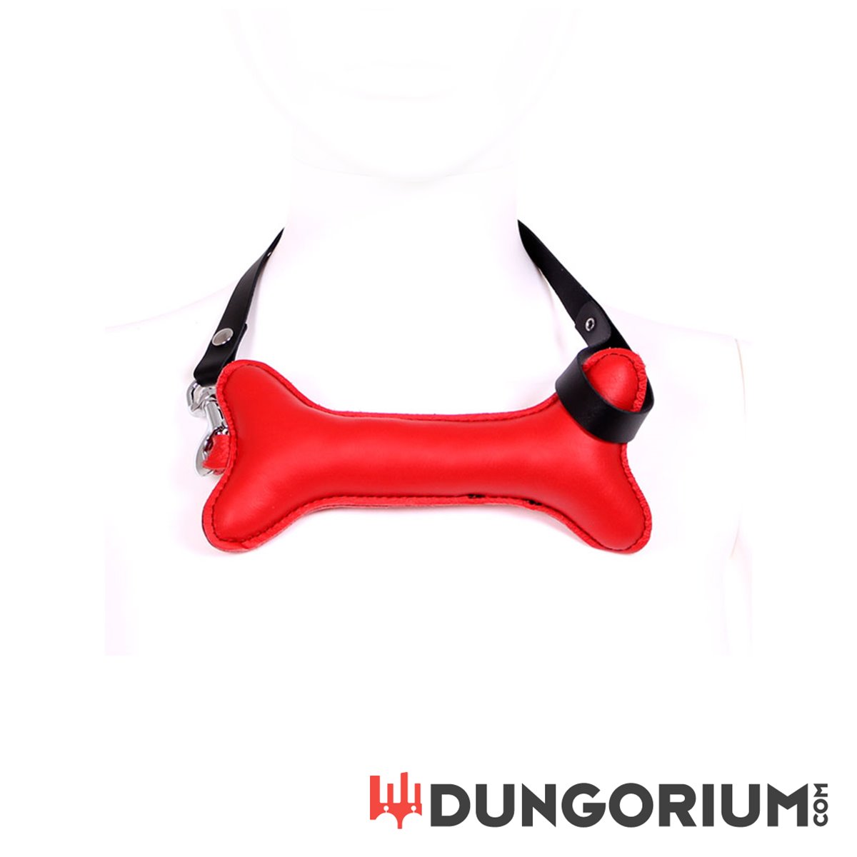 Hundeknochen aus rotem Leder mit Leine