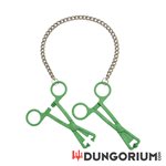 Green Tube Clamps on Chain