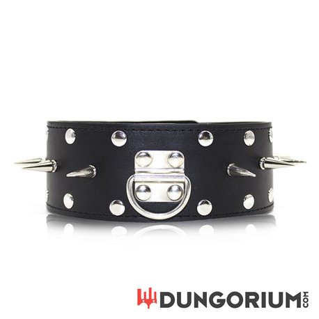 Halsband aus Kunstleder mit Spikes -8719497534203